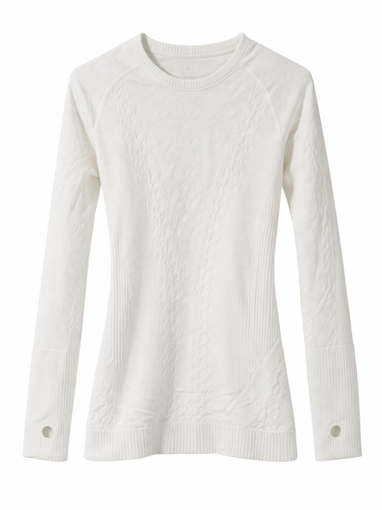 lululemon athletica Tops - Lululemon White Textured Long Sleeve Top (Thumbholes)